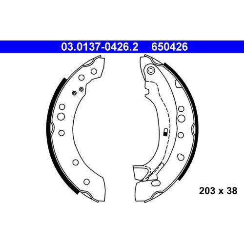 Bremsbackensatz ATE 03.0137-0426.2 f&uuml;r CITRO&Euml;N PEUGEOT, Hinterachse