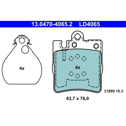 Bremsbelagsatz, Scheibenbremse ATE 13.0470-4065.2 ATE Ceramic f&uuml;r MERCEDES-BENZ