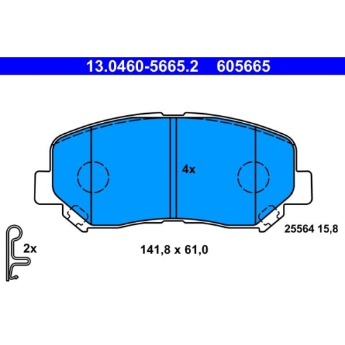 Bremsbelagsatz, Scheibenbremse ATE 13.0460-5665.2 f&uuml;r MAZDA, Vorderachse