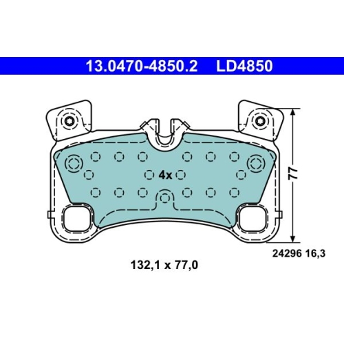 Bremsbelagsatz, Scheibenbremse ATE 13.0470-4850.2 ATE Ceramic f&uuml;r PORSCHE VAG