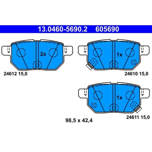 Bremsbelagsatz, Scheibenbremse ATE 13.0460-5690.2 f&uuml;r SUBARU TOYOTA LEXUS