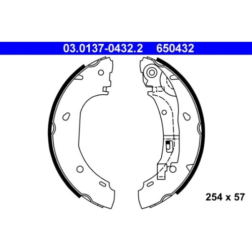 Bremsbackensatz ATE 03.0137-0432.2 f&uuml;r CITRO&Euml;N FIAT PEUGEOT, Hinterachse