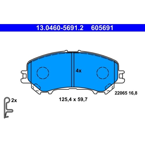 Bremsbelagsatz, Scheibenbremse ATE 13.0460-5691.2 f&uuml;r NISSAN RENAULT