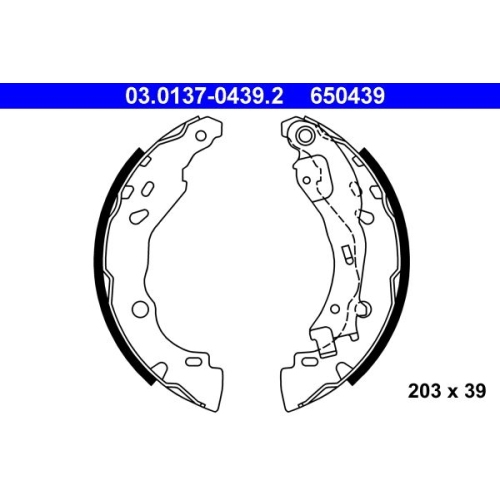 Bremsbackensatz ATE 03.0137-0439.2 f&uuml;r CITRO&Euml;N FIAT PEUGEOT, Hinterachse