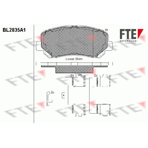 Bremsbelagsatz, Scheibenbremse FTE BL2835A1 f&uuml;r JEEP, Vorderachse