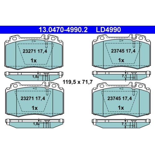 Bremsbelagsatz, Scheibenbremse ATE 13.0470-4990.2 ATE Ceramic f&uuml;r MERCEDES-BENZ