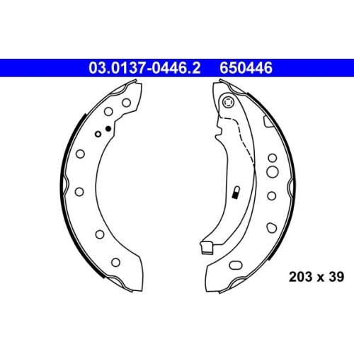 Bremsbackensatz ATE 03.0137-0446.2 f&uuml;r PEUGEOT, Hinterachse