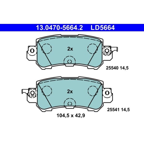 Bremsbelagsatz, Scheibenbremse ATE 13.0470-5664.2 ATE Ceramic f&uuml;r MAZDA