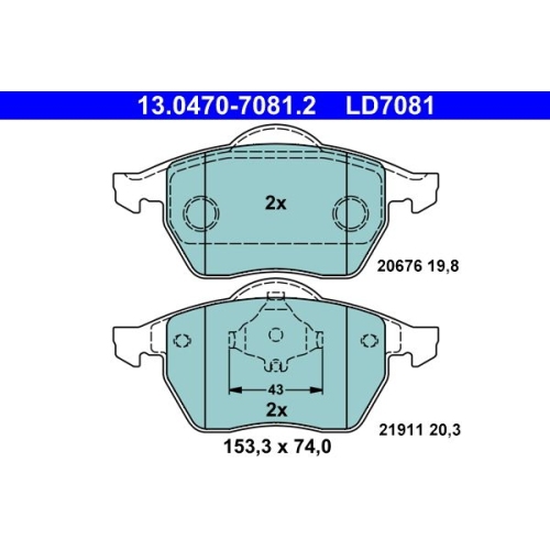 Bremsbelagsatz, Scheibenbremse ATE 13.0470-7081.2 ATE Ceramic f&uuml;r SEAT SKODA VAG