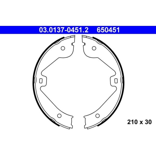 Bremsbackensatz, Feststellbremse ATE 03.0137-0451.2 f&uuml;r MERCEDES-BENZ PORSCHE
