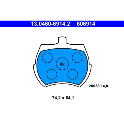 Bremsbelagsatz, Scheibenbremse ATE 13.0460-6914.2 f&uuml;r ROVER, Vorderachse