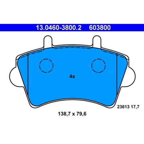 Bremsbelagsatz, Scheibenbremse ATE 13.0460-3800.2 f&uuml;r NISSAN OPEL RENAULT