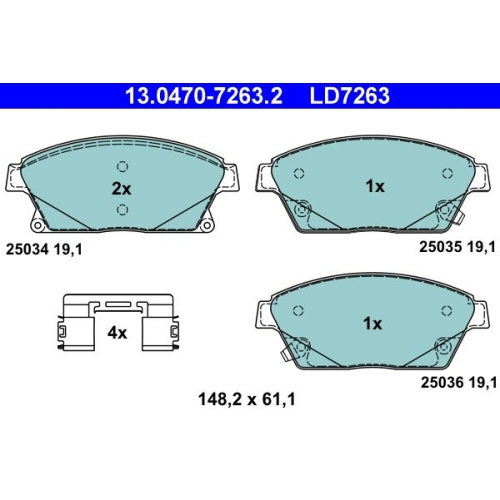 Bremsbelagsatz, Scheibenbremse ATE 13.0470-7263.2 ATE Ceramic f&uuml;r OPEL VAUXHALL