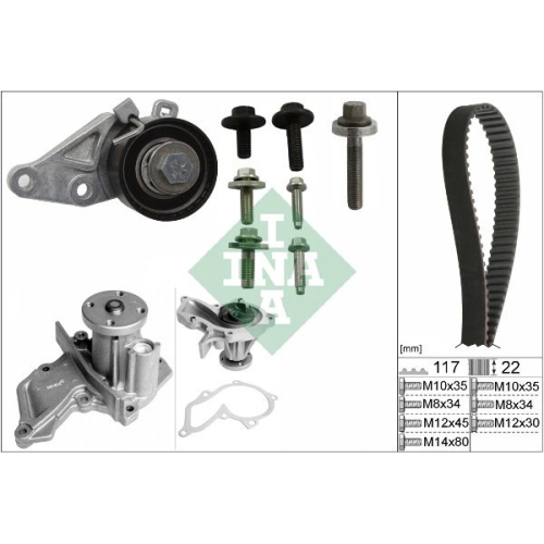 Wasserpumpe + Zahnriemensatz INA 530 0140 30 f&uuml;r FORD MAZDA VOLVO