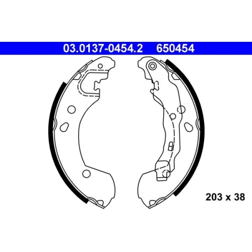Bremsbackensatz ATE 03.0137-0454.2 f&uuml;r NISSAN RENAULT, Hinterachse