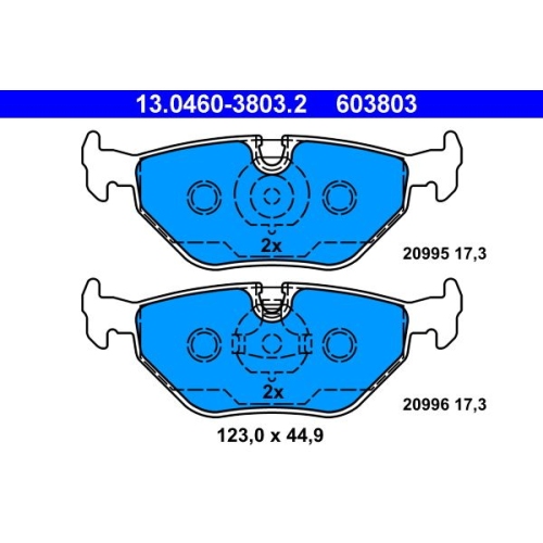 Bremsbelagsatz, Scheibenbremse ATE 13.0460-3803.2 f&uuml;r BMW, Hinterachse