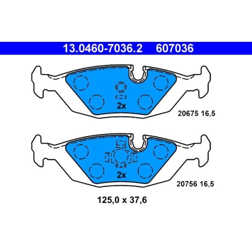 Bremsbelagsatz, Scheibenbremse ATE 13.0460-7036.2 f&uuml;r BMW, Hinterachse
