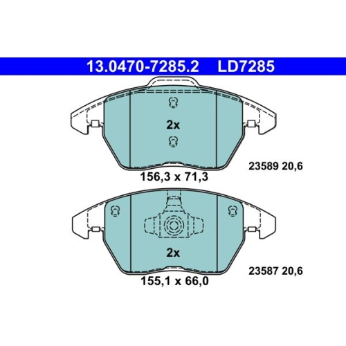 Bremsbelagsatz, Scheibenbremse ATE 13.0470-7285.2 ATE Ceramic f&uuml;r SEAT VAG