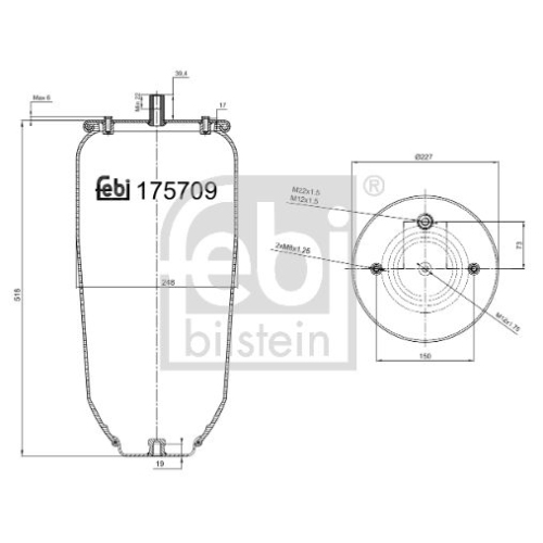 Febi Bilstein 1x 175709 Luftfederbalg ohne Kolben