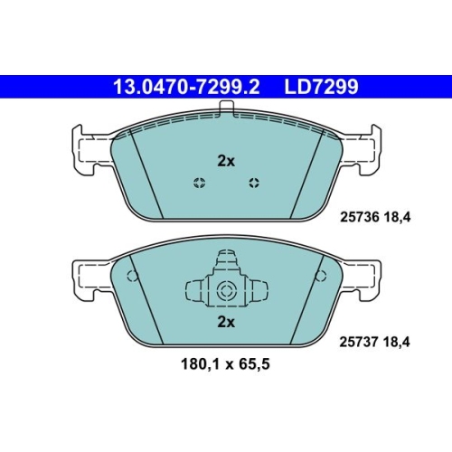 Bremsbelagsatz, Scheibenbremse ATE 13.0470-7299.2 ATE Ceramic f&uuml;r FORD