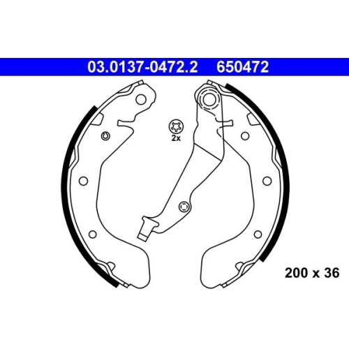 Bremsbackensatz ATE 03.0137-0472.2 f&uuml;r CHEVROLET DAEWOO, Hinterachse