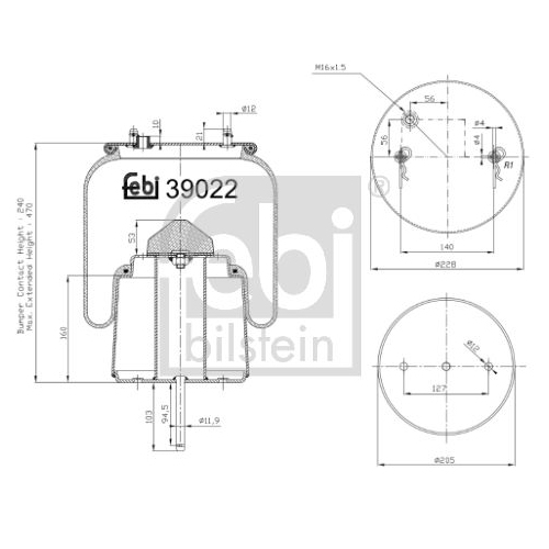 Febi Bilstein 39022 Luftfederbalg mit Stahlkolben und Kolbenstange , 1 St&uuml;ck