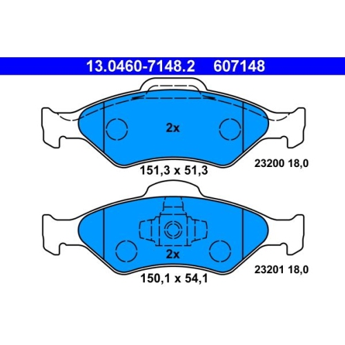 Bremsbelagsatz, Scheibenbremse ATE 13.0460-7148.2 f&uuml;r FORD MAZDA, Vorderachse