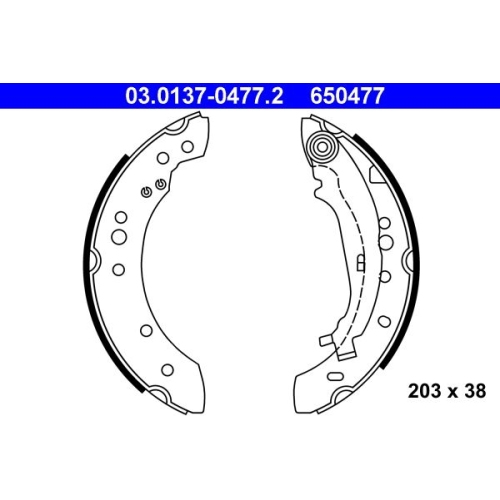 Bremsbackensatz ATE 03.0137-0477.2 f&uuml;r MITSUBISHI SMART, Hinterachse