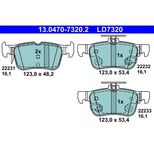 Bremsbelagsatz, Scheibenbremse ATE 13.0470-7320.2 ATE Ceramic f&uuml;r FORD