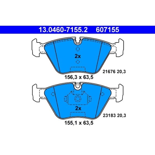 Bremsbelagsatz, Scheibenbremse ATE 13.0460-7155.2 f&uuml;r BMW MG ROVER, Vorderachse