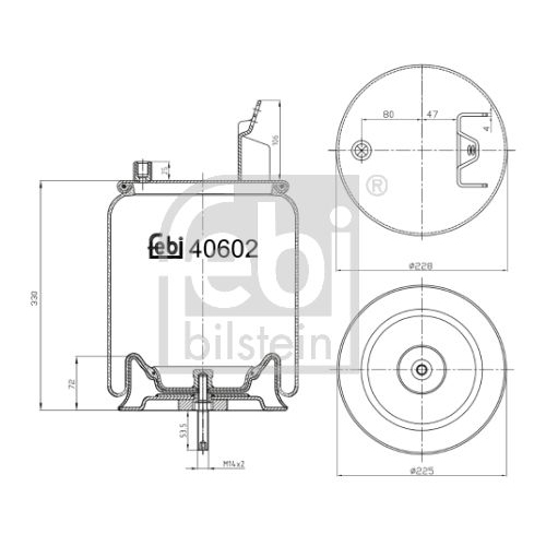 Febi Bilstein 40602 Luftfederbalg mit Stahlkolben und Kolbenstange , 1 St&uuml;ck