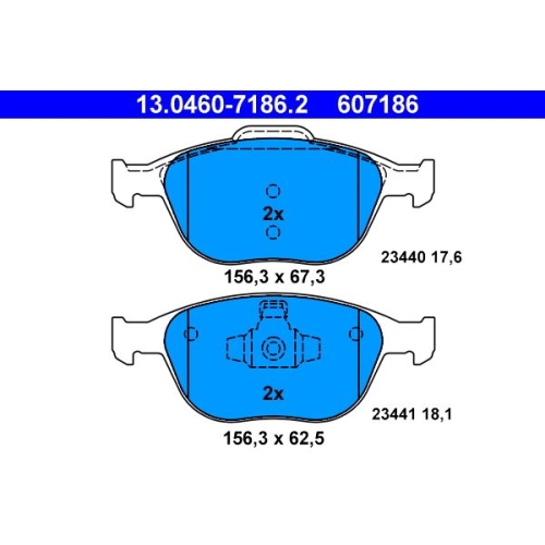 Bremsbelagsatz, Scheibenbremse ATE 13.0460-7186.2 f&uuml;r FORD, Vorderachse