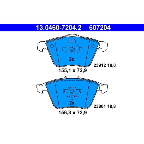 Bremsbelagsatz, Scheibenbremse ATE 13.0460-7204.2 f&uuml;r FORD MAZDA SAAB VOLVO