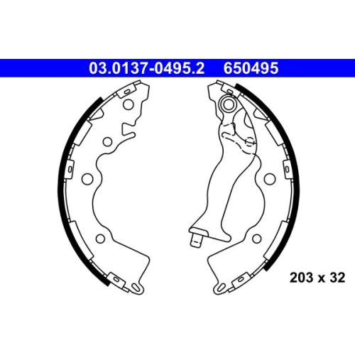 Bremsbackensatz ATE 03.0137-0495.2 f&uuml;r HYUNDAI KIA, Hinterachse