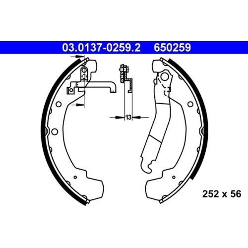 Bremsbackensatz ATE 03.0137-0259.2 f&uuml;r VAG, Hinterachse
