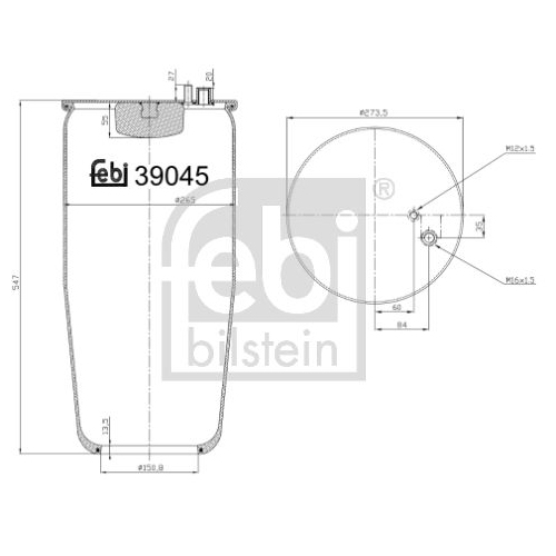 Febi Bilstein 39045 Luftfederbalg ohne Kolben , 1 St&uuml;ck