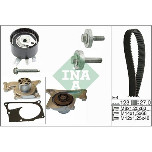Wasserpumpe + Zahnriemensatz INA 530 0197 32 f&uuml;r NISSAN RENAULT DACIA