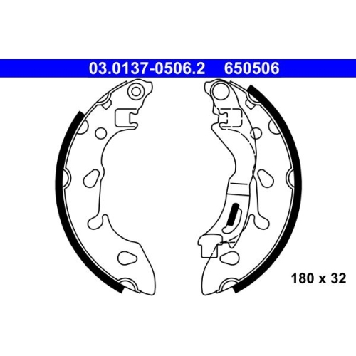 Bremsbackensatz ATE 03.0137-0506.2 f&uuml;r FIAT FORD, Hinterachse