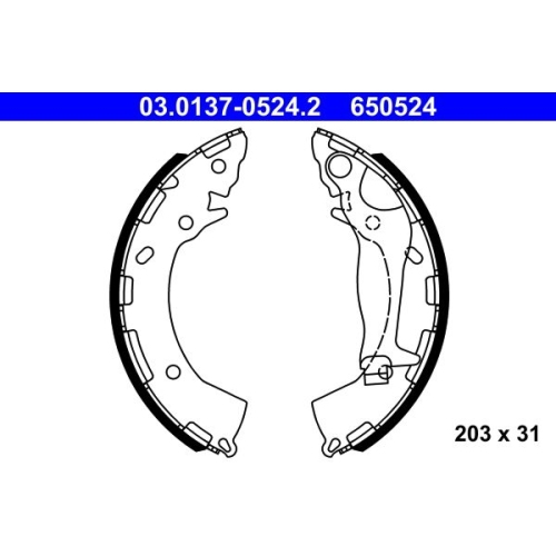 Bremsbackensatz ATE 03.0137-0524.2 f&uuml;r HYUNDAI, Hinterachse