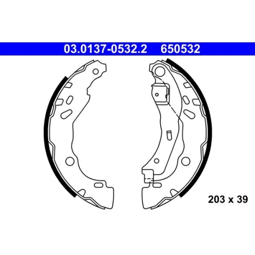 Bremsbackensatz ATE 03.0137-0532.2 f&uuml;r RENAULT DACIA, Hinterachse