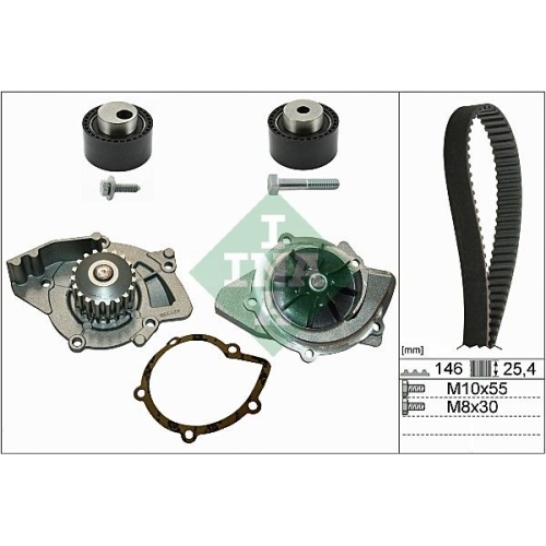 Wasserpumpe + Zahnriemensatz INA 530 0234 30 f&uuml;r CITRO&Euml;N FIAT LANCIA PEUGEOT