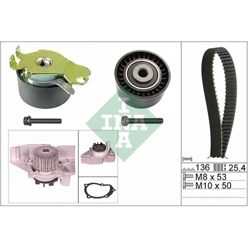 Wasserpumpe + Zahnriemensatz INA 530 0236 30 f&uuml;r CITRO&Euml;N PEUGEOT