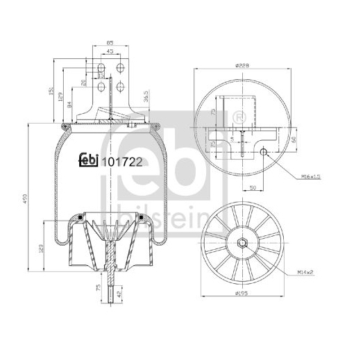 Febi Bilstein 101722 Luftfederbalg mit Kunststoffkolben und Kolbenstange , 1 St&uuml;ck