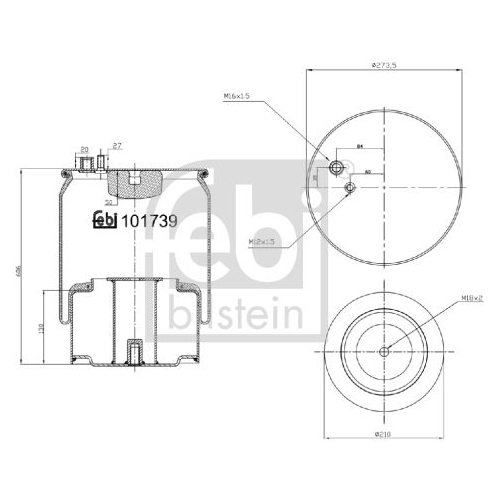 Febi Bilstein 101739 Luftfederbalg mit Stahlkolben , 1 St&uuml;ck
