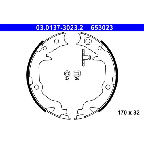 Bremsbackensatz, Feststellbremse ATE 03.0137-3023.2 f&uuml;r CHRYSLER CITRO&Euml;N FIAT