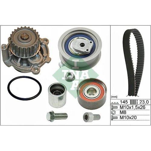 Wasserpumpe + Zahnriemensatz INA 530 0374 30 f&uuml;r AUDI VW