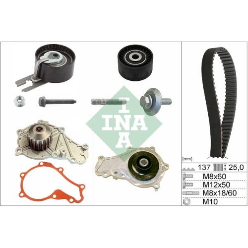 Wasserpumpe + Zahnriemensatz INA 530 0375 30 f&uuml;r CITRO&Euml;N FIAT FORD PEUGEOT VOLVO