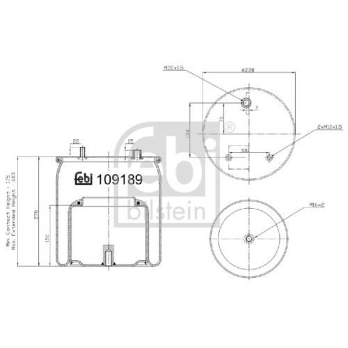 Febi Bilstein 109189 Luftfederbalg mit Stahlkolben, 1 St&uuml;ck