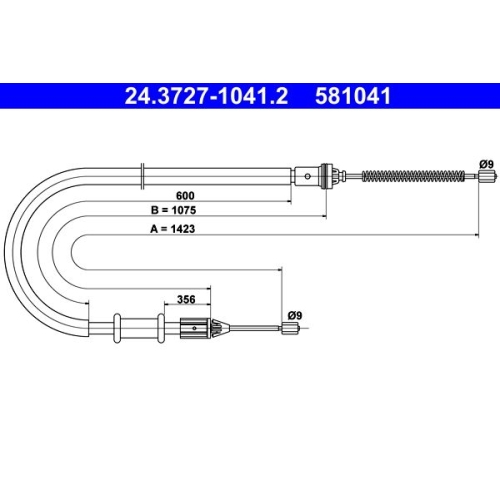 Seilzug, Feststellbremse ATE 24.3727-1041.2 f&uuml;r NISSAN RENAULT, hinten links