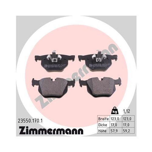 Bremsbelagsatz, Scheibenbremse ZIMMERMANN 23550.170.1 f&uuml;r BMW BMW (BRILLIANCE)